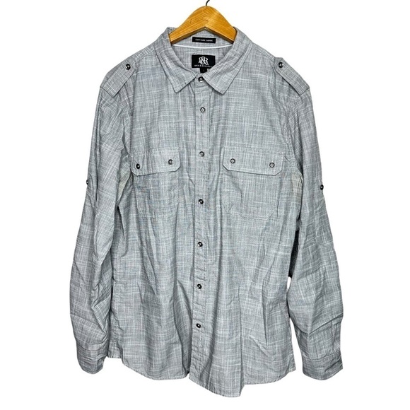 Rock & Republic Long Sleeve Button Front Easy Care Fabric Mens Shirt Size L - Picture 1 of 6